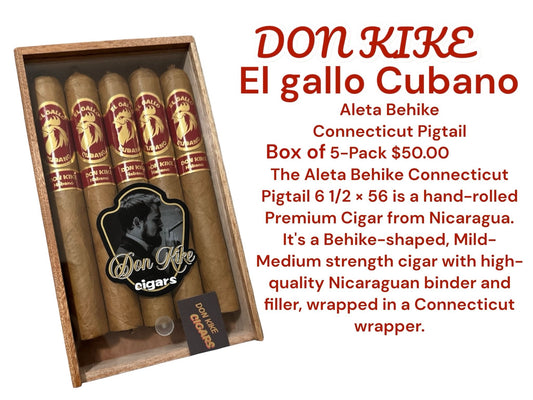 Don Kike Aleta Behike Connecticut Pigtail 6 ½ x 56 - Box of 5 Pack