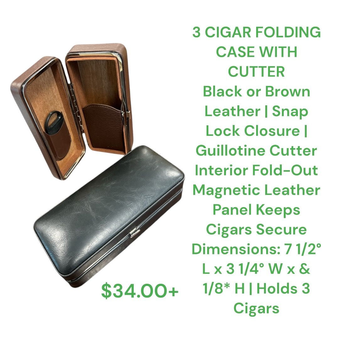 3 Cigar Folding Case with Cutter